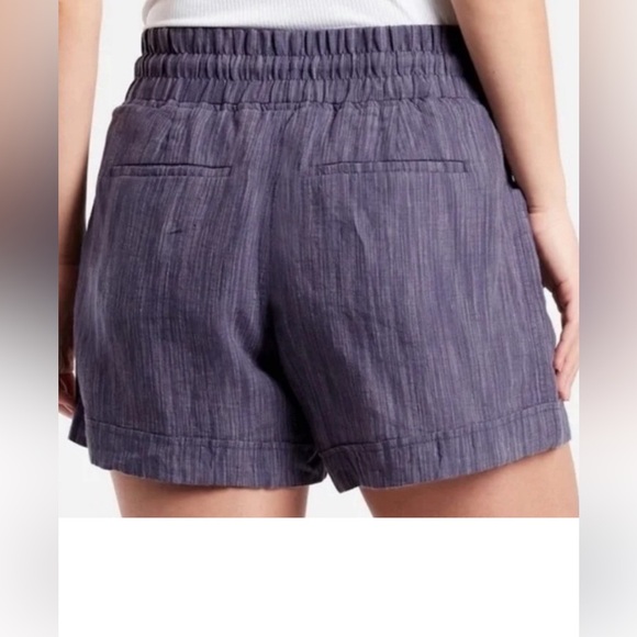 ATHLETA CABO 100% LINEN CHINO TEXTURED 4" SHORT 24 BLUE - Picture 2 of 7